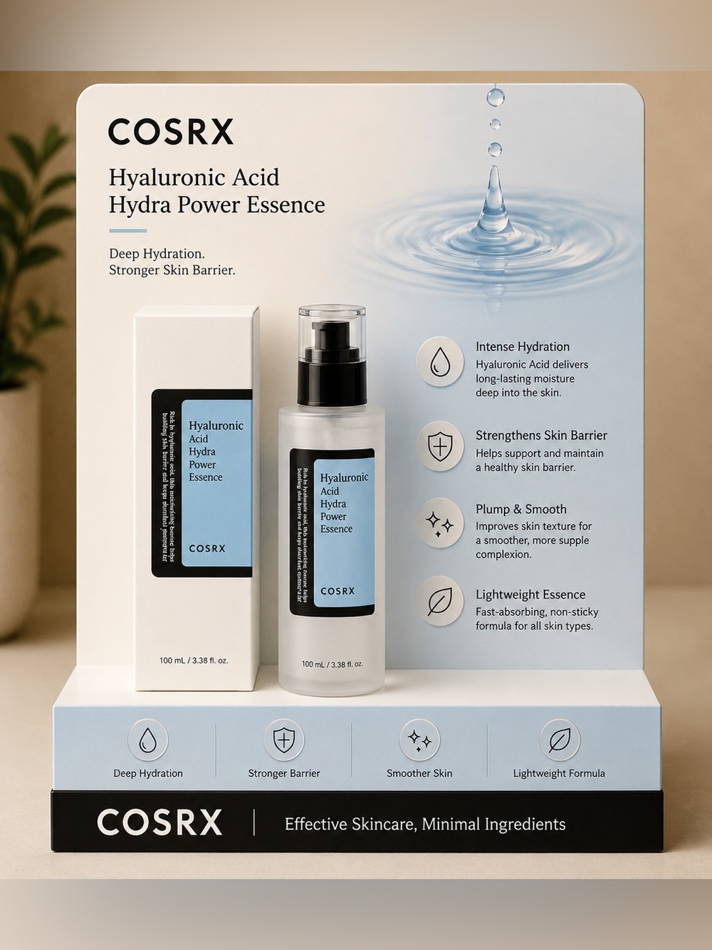 COSRX Hyaluronic Acid Hydra Power Essence — White & Light Blue Packaging